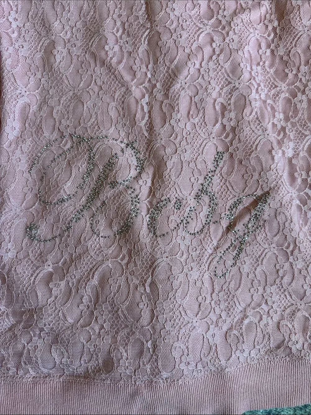 BCBG Max Azria Pink Lace-Detail Zip Hoodie